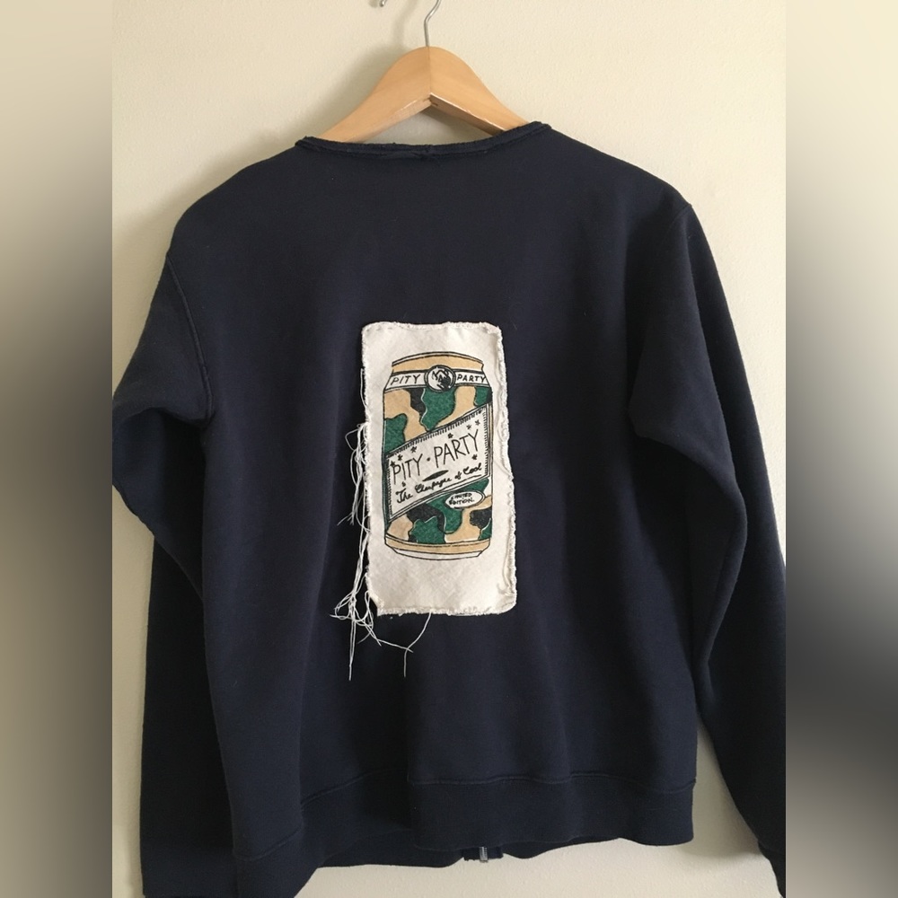 Champion hoodie with beer cozy